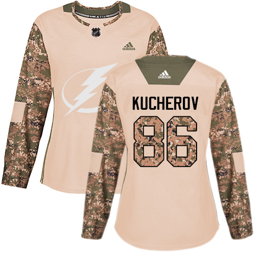 Adidas Lightning #86 Nikita Kucherov Camo Authentic Veterans Day Women's Stitched NHL Jersey